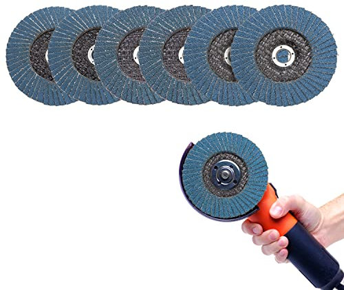 Dischi Lamellari, 6 Pezzi Disco Lamellare, Ø 75 mm, Grana 60/80/120 Dischi Abrasivi Lamellari per Metallo/Legno/Disco Abrasivo Zirconio Corindone Rivestito per Smerigliatrice Angolare