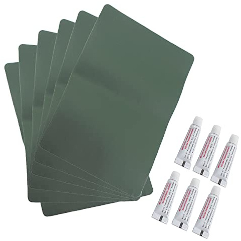 Medifier PVC-Reparatur-Set für aufblasbare Boote, strapazierfähig, mit Klebstoff, 185 mm x 125 mm, Gummiboot, wasserdichte Flicken, Reparatur-Set für aufblasbares Boot, Kanu, Kajak, Grün, 6 Stück