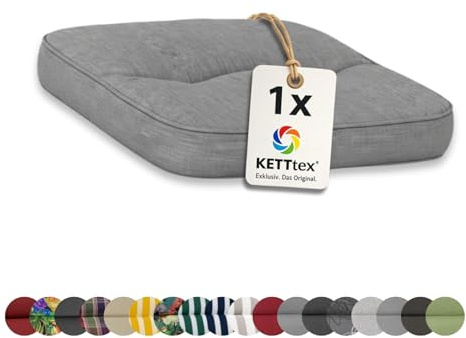 KETTtex EXKLUSIV Auflage Hocker Silbergrau I Barhocker Polster 50x50x9cm I KTH3 weich & robust I Wetter- & formbeständige Stuhlauflage I pflegeleichtes Sitzkissen I Dessin 8643