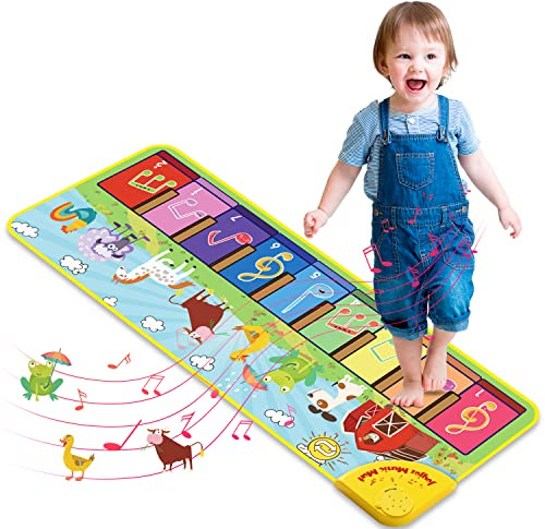 Joyjoz Kinder Klaviermatte mit 25 Sounds, Musik-Tanzmatte für Kleinkinder, Kinder-Keyboard-Matte, Tier-Musik-Spielmatte für Babys, Kleinkinder, Jungen.