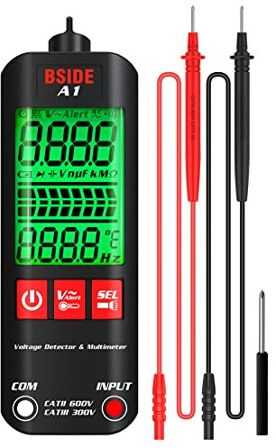 Multimeters,Lechnical A1 Mini Multimeter LCD Digital Tester Voltage Detector 2000 Counts DC/AC Voltage Frequency Resistance NCV Continuity Live Wire Neutral Wire Check True RMS Meter, Black