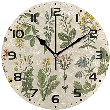Mnsruu Grandi orologi da parete, stile retrò, funzionamento a batteria, non ticchettio, orologio da 25.4 cm, silenzioso, per camera da letto, orologio analogico atomico, decorazione per la casa