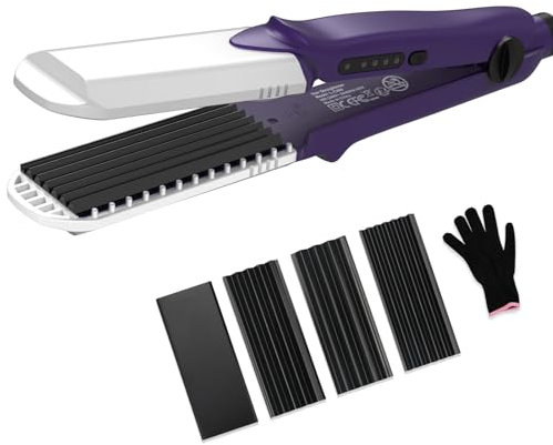 janelove Hair Crimper,Crimping Iron,Volumizing Hair Iron for Texture,for Thin Fine Hair,Root Volume,4 in 1 Straightener and Crimper for Women