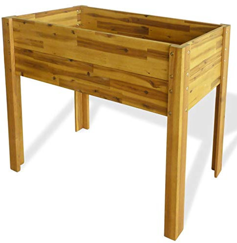 Camerina Arriate de Madera Maciza de Acacia Arriate de Palets Macetero Jardinera Maceta Soporte de Plantas Flores Cultivos Decoración Jardín Exterior