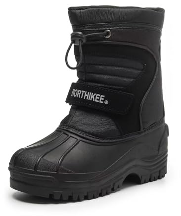 Northikee Kid's Outdoor Snow Boots Insulated Boys & Girls Waterproof Winter Snow Boots Size Little Kid 1
