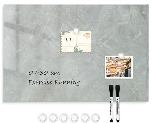 DOLLAR BOSS Magnettafel, Whiteboard, 40 x 60 cm, Magnettafel für Wand, magnetisches Pinnwand, trocken abwischbar, inklusive 4 Magneten, 2 trocken abwischbaren Markern, Betondruck