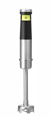HENDI Mixeur plongeur, sans fil et rechargeable, mélangeur à main, vitesse réglable progressif avec 1 bouton sensitif, 2 piles rechargeables au lithium, 150W, ø65x(H)390mm, acier inoxydable