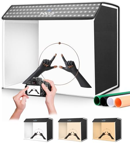 60 x 40 x 50 cm, scatola per studio fotografico portatile, set di scatole luminose PULUZ con temperatura regolabile, 672 LED, 6500 K e 4 sfondi in PVC per fotografia di prodotti