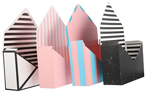 BELLIFFY Floristen-Blumenstrauß-Umschlagboxen 4 Stück Karton Blumenbox für süße Blumensträuße Kit-Verpackung