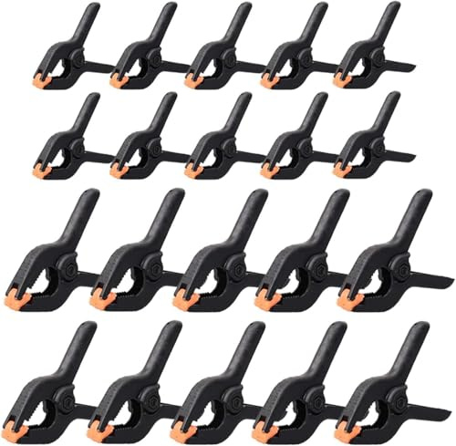 20 Pcs Spring Clamps Heavy Duty Nylon Spring Clips 3 inch Plastic Wood Clamps and 4 inch Muslin Spring Clamps for DIY Project Photo Studios Woodwork Artwork Photo Background (10 * 3inch+10 * 4inch)
