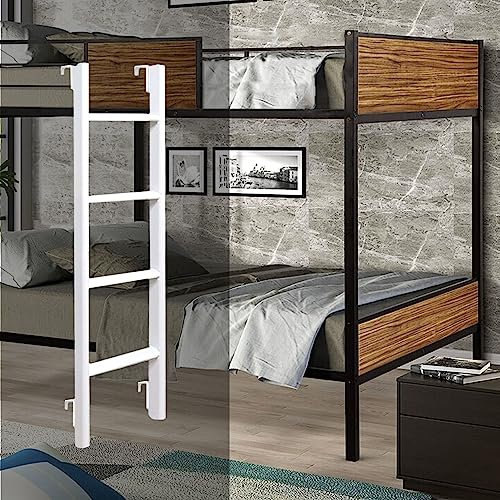 SZITW Échelle superposée Blanche, escabeau de lit en métal, échelle Suspendue pour Camping-Car avec Support de Crochets, échelle latérale de lit de Chambre à Coucher, échelle d'escalade de loft de