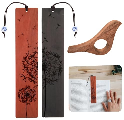 2 Stücke Lesezeichen Schwarzes und Braunes Lesezeichen Holz,Lesezeichen Männer 14.5 * 3 * 0.2cm Bookmark,Holz Lesezeichen für Lehrer,Buchliebhaber,Muttertag,Valentinstag(Mit Buchpresse*1)