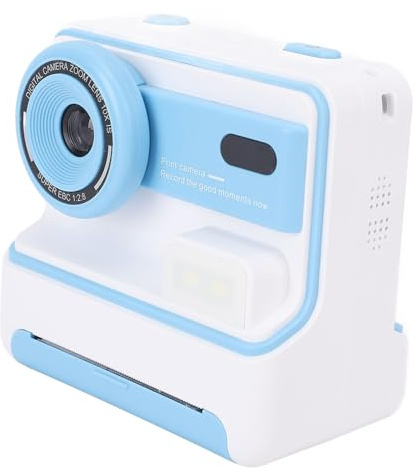 Macchina fotografica istantanea per bambini, 48MP anteriore posteriore doppia fotocamera con 3 rotoli di carta di stampa, Videocamera di stampa termica dello schermo HD (azzurro)