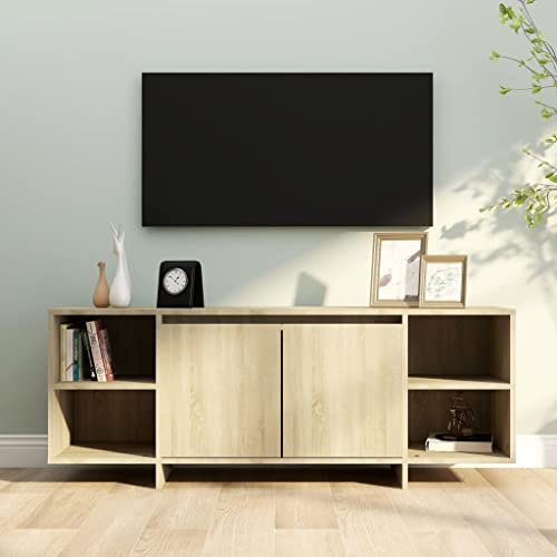 Gecheer Sonoma Ek TV-bänk 130 x 35 x 50 cm i spånskiva, skåp, TV-dörr, modern, TV-skåp, vardagsrum, TV-dörr, modernt TV-skåp, TV-skåp, TV-konsol, TV-skåp, P809587