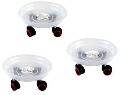 GUTEINTE Sottovaso Rotondo Trasparente Vassoio per Piante con 4 Ruote Universale, per Vasi da Interno e Esterno (26cm x 3pcs, Rotondo)