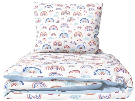 Baby Comfort Juego de edredón y Almohada de 2 Piezas para bebés y niños de 120 x 90 cm para Cuna Infantil (arcoíris) (12 Meses+)