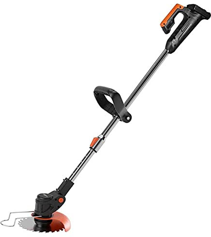 CMOLVUR Tondeuse à gazon électrique, poignée en forme de U, petite tondeuse rotative portable télescopique alimentée par piles avec lames métalliques, outils d'élagage de désherbage puissants et