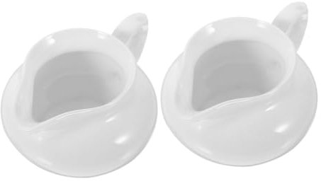GLEAVI 2 pcs Portable Gravy Boat Ceramic Sauce Dispenser with Handle for Sauces Gravies and Dressings Easy to Use for Home and Entertaining