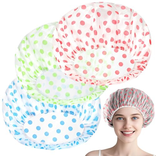Lot de 3 bonnets de douche réutilisables pour homme et femme – Imperméable avec bande élastique et doublure douce – Bonnet de bain imperméable
