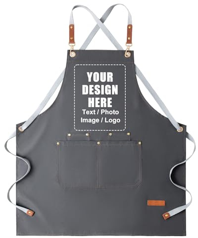 Generisch Schürze Personalisiert mit Bild und Text, Grillschürze Herren Damen, Verstellbare Kochschürze mit Taschen, Wasserdichte Schürzen für Küche Grill Garten