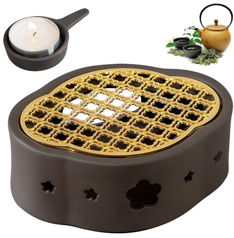 Calientaplatos para tetera, calentador de tetera de cerámica, calentador de café, calentador de té, calentadores de cerámica, calentadores para taza, traer velas con diseño tallado hueco para café en