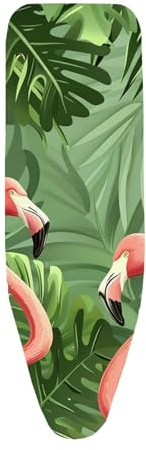 Copriasse da Stiro Flamingo Verde Rosa Fodera Copri Ferro da Stiro Riflettente al Calore per Stiratura Rapida Mollettone Copertura Copri Asse da Stiro Universale Montaggio Facile 110x33cm