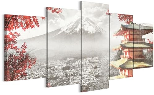 LUMASOUL Quadri Moderni Soggiorno su 5 Tele - Quadri Camera da Letto Motivo Natura - Poster da parete con cornice in legno e telaio - Stampe da Parete 200x100 cm