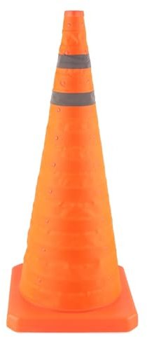 Cone di sicurezza del traffico pieghevole pieghevole a cono di parcheggio stradali riflettenti con base rinforzata per cantieri e lavori stradali materiale PE durevole 70x29x29 cm