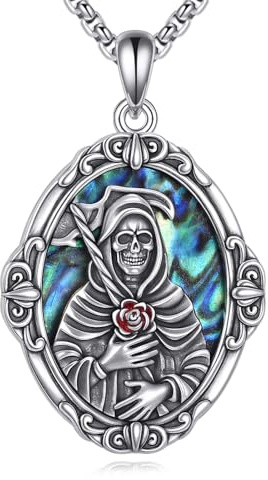 ZADIUA Santa Muerte-Halskette für Männer und Frauen 925er Sterlingsilber Santa Muerte-Schmuck religiöse Geschenke für Männer und Frauen