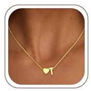 SLOONG Einschulung Geschenk - Herz Kette mit Buchstaben für Frauen Mädchen | Wasserfest Kette mit Buchstaben Hypoallergen Herz Halskette Geburtstagsgeschenk Geschenke für Frauen Mädchen Kinder Schmuck