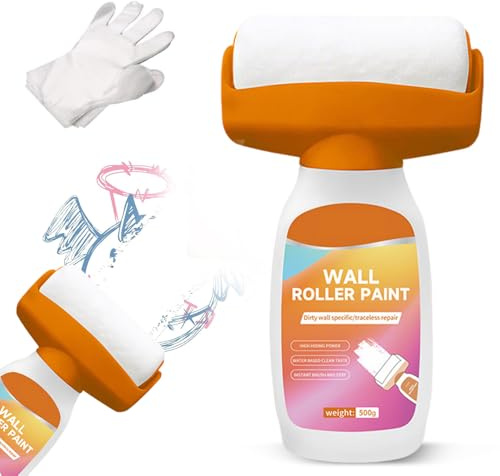RNPKZ Wall Repair Roller, Wall Repair Rolling Brush,Fast-Drying White Paint for Wall,Wall Repair Paste Roller,Portable Wall Repair Paste Roller for Cracks,Wall Scratches,Graffiti Scratches,Stains,500g