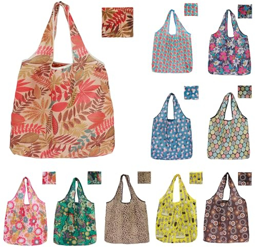 Eyoulife 10 Stück Wiederverwendbare Einkaufstasche 60x46x7cm Umweltfreundliche Einkaufsbeutel WaschbarTragbar Leicht zum Einkaufen Reisen Camping Abenteuer
