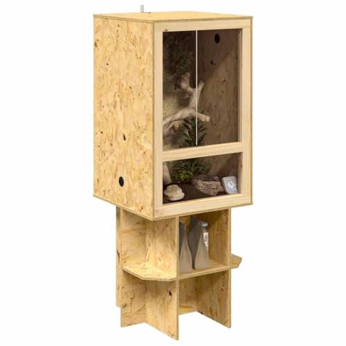 vidaXL Terrarium Braun 50 x 50 x 130 cm OSB, Rustikale, robuste Reptilienunterkunft, quadratische Terrarienanzeige, Glashaus für Haustiere
