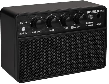 Gettimore Amplificateur de guitare portable alimenté par batterie pour la pratique de la guitare acoustique et électrique, plastique noir et métal
