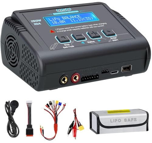 HTRC 150W 10A LiPo Balance Charger RC Battery Charger & Discharger for LiPo/Li-Ion/LiFe/LiHV (1-6S), NiMH/NiCD (1-15S), PB (2-20V), Smart Batteries, with Built-in Power Supply and Cooling Fan