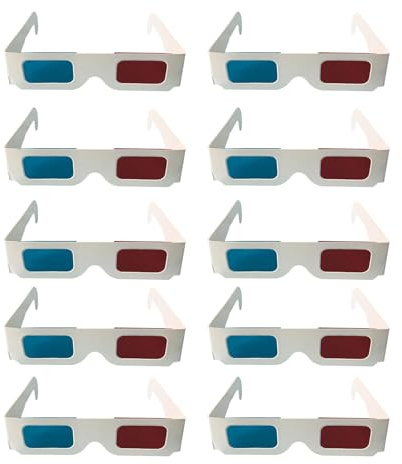 Generic 3D-glasögon Pedagogiskt DIY-hantverkssats Enkel Montering 10-pack för Barn Vetenskapsaktiviteter Papper Röd Blå Bågar