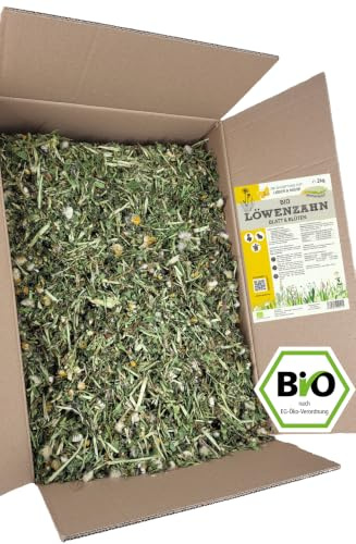 Farm Löwenzahn Blatt & Blüten 2 kg, 100% Bio-Löwenzahn, WiesenGold, Kleintier-Ergänzungsfutter für Kaninchen, Meerschweinchen, Hasen & Schildkröten, getrocknet, ohne Zusatzstoffe