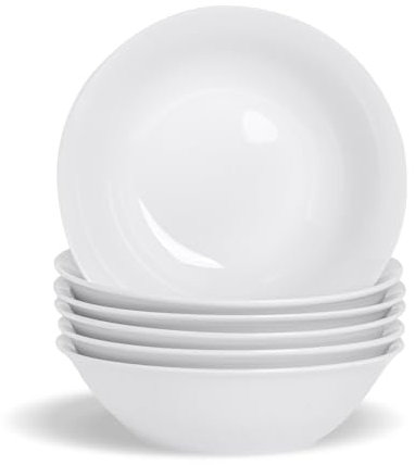 Argon Tableware 12x White Cereal Bowls 18cm (7) - Classic Breakfast, Soup, Ramen & Dessert Bowls - Durable Everyday Crockery for Home & Restaurants - Microwave & Dishwasher Safe