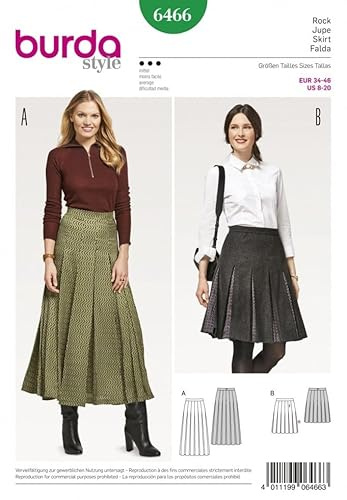 Burda Faltenröcke Muster für Damen 36-48