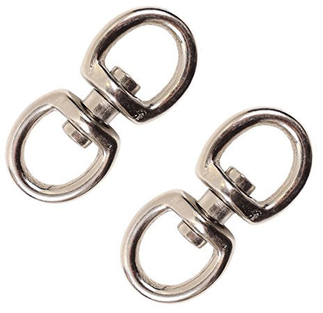 White Hinge 2x Large Anti-Tangle Swivel Eye Hook Loops - Dog Lead/Chain Hoop Clasps