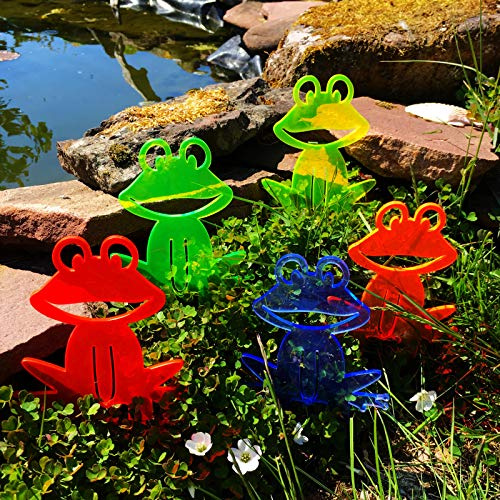 Sun Catcher Garden Decor 5er Set Sonnenfänger Garten Stecker, Statuen Figuren 10cm hohe Frosch Dekoration für Garten, Balkon oder Terrasse, Farbe:YYY