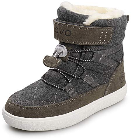 UOVO Kids Boys Winter Snow Boots Waterproof Slip Resistant Ankle Fur Lined Outdoor Sport Shoes (12.5 M US Little Kid,Grey-Fur)