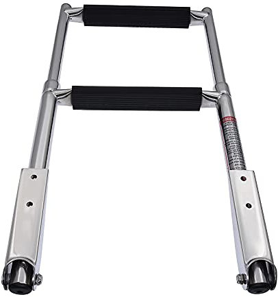 KAOLALI Escalera Telescópica para Barco Yate, Escalera de Barco Plegable de Acero Inoxidable(2 Escalones)