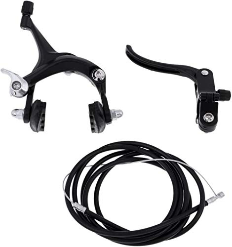 Sitrda Alloy U Brake Caliper Levers &Cable Kit Front Rear Pair Set Replacement for BMX Bicycle Repair Parts Accessory (Rear Black)