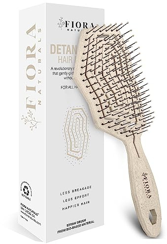 Fiora Naturals Hair Detangling Brush for Women - Detangler Hair Brush w/Flexible Soft Bristles- Gently Glides Through Tangles - Curly, Fine, Dry and Shower Wet Hairbrush, cepillo para cabello-Beige