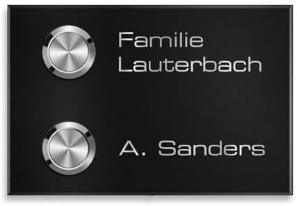 Metzler Funkklingel aus Edelstahl - Kabellos oder kabelgebunden & UV-beständig - hohe Reichweite - Edelstahl Türklingel in Schwarz - Gravur optional (2 Taster)