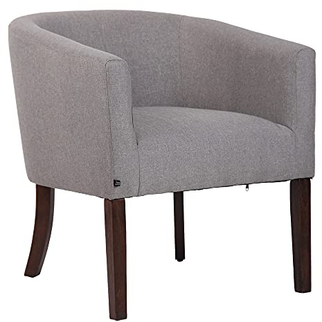 CLP Sessel Nemea Stoff I Loungesessel Mit Gestell Aus Kautschukholz I Mit Bodenschonern Farbe grau Gestell Farbe antik