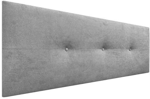 DHOME Kopfteil aus Kunstleder oder Stoff AQUALINE Pro Kopfteil Polsterkopfteil Luxusbett (Stoff Grau, 135cm (Betten 120/135/140))