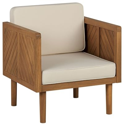Beliani Outdoor Lounge Sessel Akazienholz Hellbraun mit Auflagen beige Rustikal Baratti