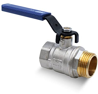 DOJA Barcelona | Palanca Valvula Bola | Azul | 1/2 | M - H | Palanca Llave Paso Fontaneria de Acero al Carbonio | Valvula de Palanca para Bombas de Agua, Tanques, Grifo Exterior, Conexiones de Agua